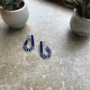 NWOT Blue polka dot J. crew earrings